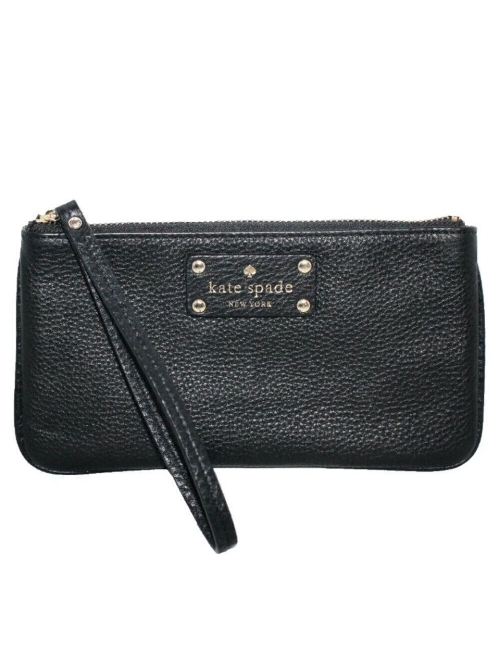 Kate Spade Chrissy Zippered Wristlet Berkshire Road Black Pebbled Leather